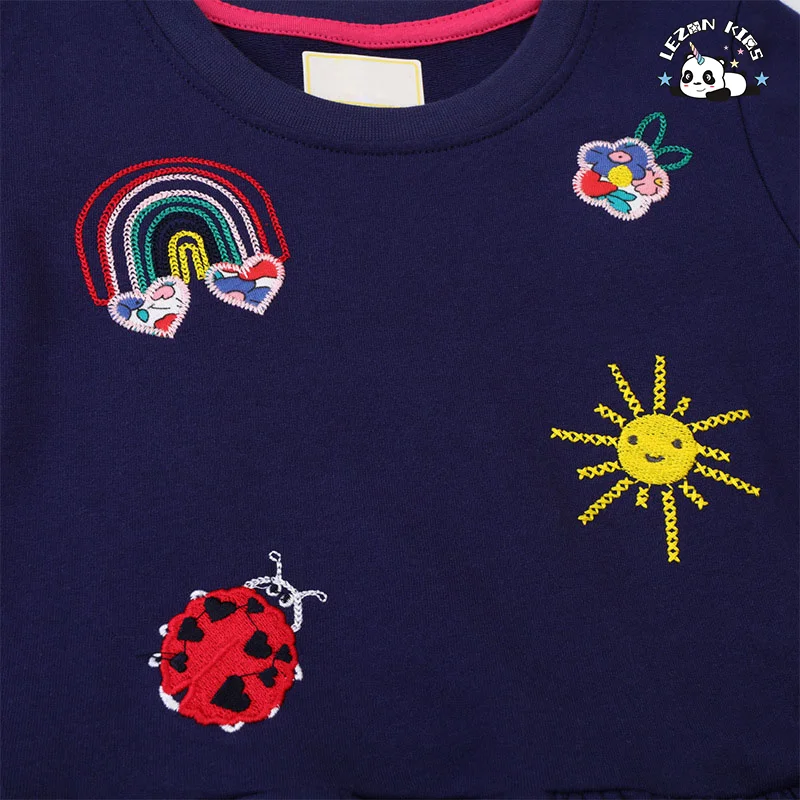 LEZONKIDS - 2024 OEM Embroidered Spring Autumn Long Sleeves Dress Fancy Kids Dress for 4 to 12T Girls